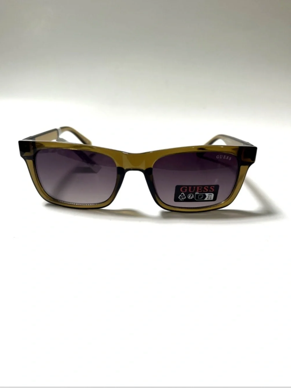 NWT GUESS Square Sunglasses Olive Green Classic Gunmetal Logo GO00113 Acetate